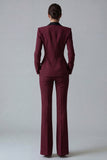 Women's Dark Green One Button Peak Lapel 2-piece Work Suits