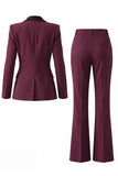 Women's Dark Green One Button Peak Lapel 2-piece Work Suits