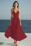 Ivory Spaghetti Straps Maxi A Line Rehearsal Dinner Dress