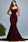 Satin Dark Green Mermaid Long Prom Dress