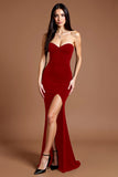 Sweetheart Black Mermaid Crepe Formal Dress with Slit