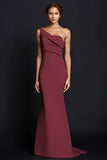 Khaki Mermaid One Shoulder Long Formal Dress