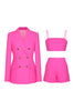 Load image into Gallery viewer, Fuchsia 3 Piece Double Breasted Women Prom Suits