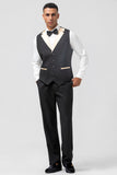 Black and Champagne Shawl Lapel  3 Piece Slim Fit Men's Prom Suits