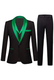 Black and Champagne Shawl Lapel  3 Piece Slim Fit Men's Prom Suits