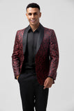 Red 2 Pieces Jacquard Shawl Lapel Men's Wedding Suits