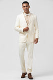 Ivory Peak Lapel Single Breasted 2 Piece Pinstripe Men's Suits