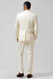 Ivory Peak Lapel Single Breasted 2 Piece Pinstripe Men's Suits