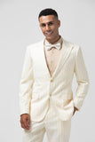 Ivory Peak Lapel Single Breasted 2 Piece Pinstripe Men's Suits