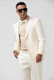 Ivory Peak Lapel Single Breasted 2 Piece Pinstripe Men's Suits