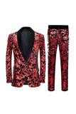 Red Sequins Men's 2 Pieces Suits