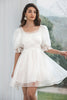 Load image into Gallery viewer, Tulle Pleated Little White Dress with Lace-up Back