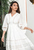 Load image into Gallery viewer, White 3/4 Sleeves Boho Engagement Party Dress with Lace