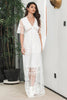 Load image into Gallery viewer, White Boho Maxi Lace Formal Party Dress