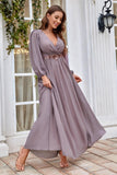 Burgundy Appliqued A Line Long Sleeves Chiffon Choir Dress