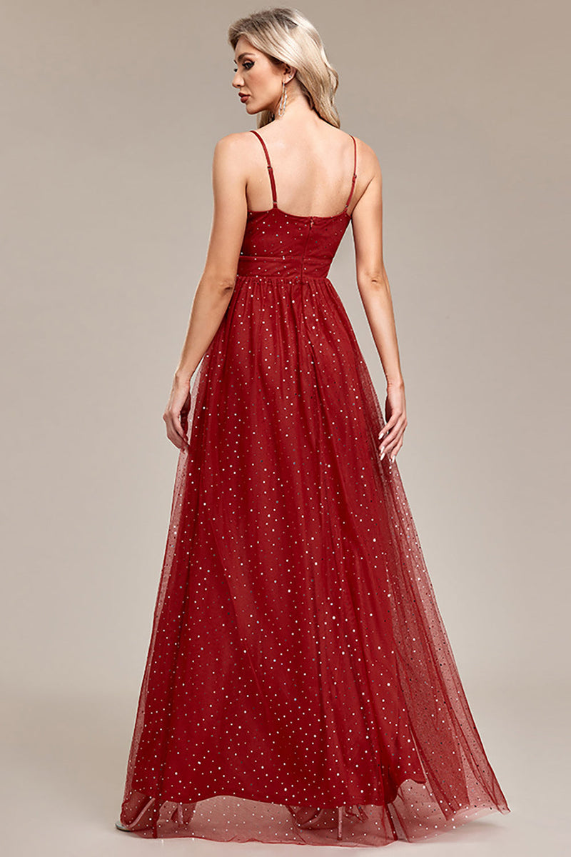 Load image into Gallery viewer, A-Line Sequins Rust Prom Dress with Slit