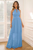 Load image into Gallery viewer, Blue A-Line Sleeveless Long Formal Dress