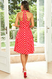 Red Button Polka Dots 1950s Pin Up Dress