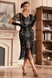 Red V Neck Fringe 1920s Gatsby Dress With Sequins