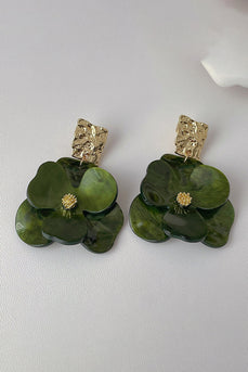 Green Acrylic Flower Shape Earrings