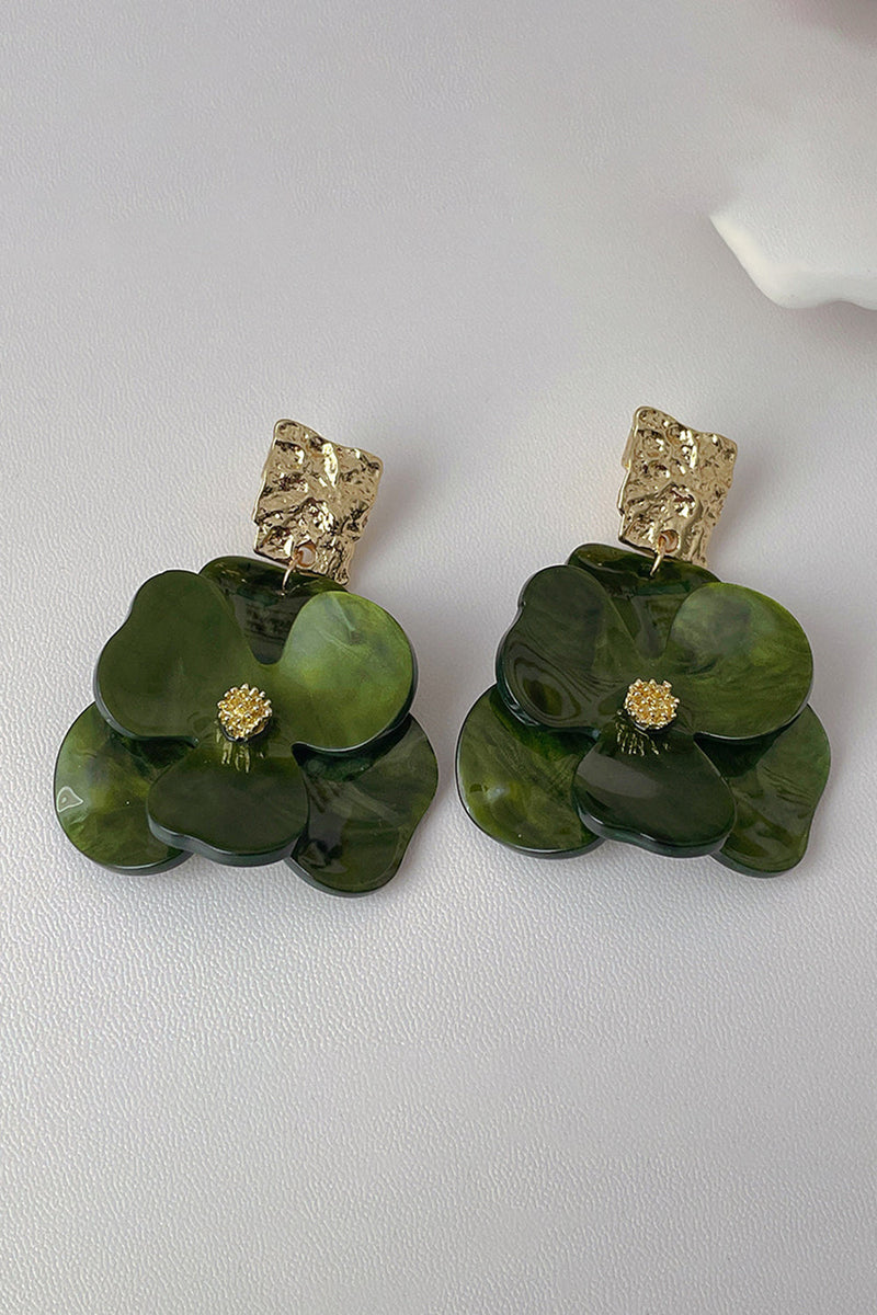 Load image into Gallery viewer, Green Acrylic Flower Shape Earrings