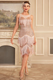 Blush Sparkly Fringes Great Gatsby Dress with Sequins