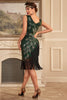 Load image into Gallery viewer, Sparkly Black Sequins Fringed 1920s Flapper Dress