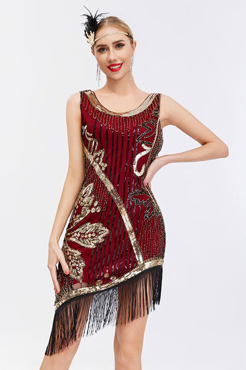 Load image into Gallery viewer, Beaded Black 1920s Dress with Fringes
