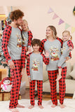 Black and Red Plaid Deer Printed Christmas Family Pajamas Set