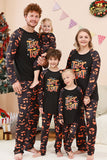 Black Trick or Treat Printed Halloween Family Pajamas Set