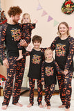 Black Trick or Treat Printed Halloween Family Pajamas Set