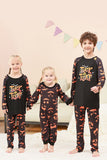 Black Trick or Treat Printed Halloween Family Pajamas Set