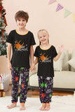 Black and Orange Spider Printed Halloween Family Pajamas Set