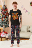 Black and Orange Spider Printed Halloween Family Pajamas Set