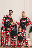 Black Red Deer Pattern Family Christmas Pajamas with Long Sleeve