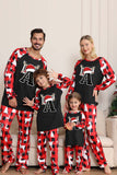 Black Red Long Sleeve Family Christmas Pajamas with Deer Pattern