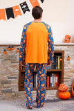 Orange Pumpkin Print Family Halloween Pajamas (Long Sleeves)