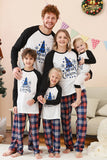 Black Blue Tree Print Family Christmas Pajamas