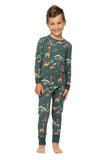 Animal Print Dark Green Matching Pajamas Set