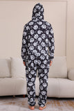 Pumpkin Print Black Matching Halloween One Piece Pajamas