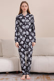 Pumpkin Print Black Matching Halloween One Piece Pajamas