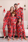 Elk Print Red Matching Christmas One Piece Pajamas