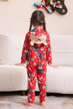 Elk Print Red Matching Christmas One Piece Pajamas