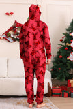 Elk Print Red Matching Christmas One Piece Pajamas