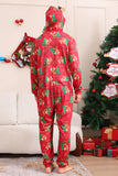 Red Christmas Tree Print Matching Christmas One-Piece Pajamas