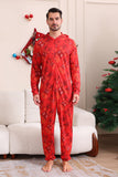 Red Patterned Hooded Family Pajama Set