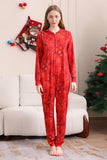 Red Patterned Hooded Family Pajama Set