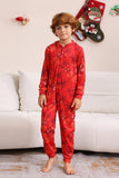 Red Patterned Hooded Family Pajama Set