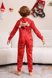 Red Patterned Hooded Family Pajama Set