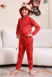 Red Patterned Hooded Family Pajama Set